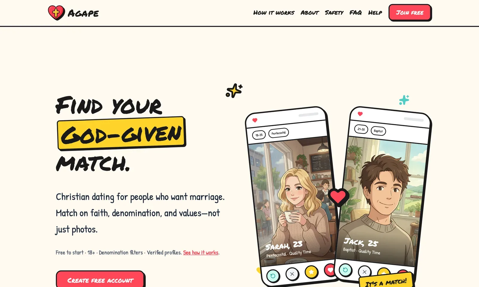 Website for a dating app, desktop and mobile