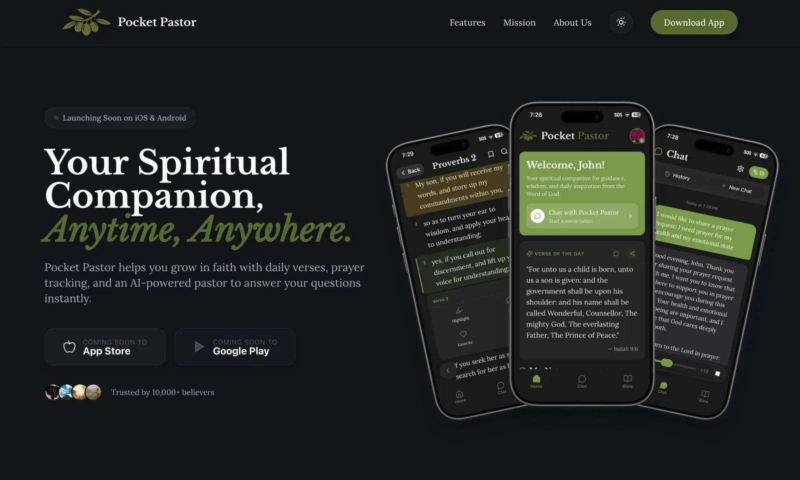 Landing page for a mobile app, desktop and mobile
