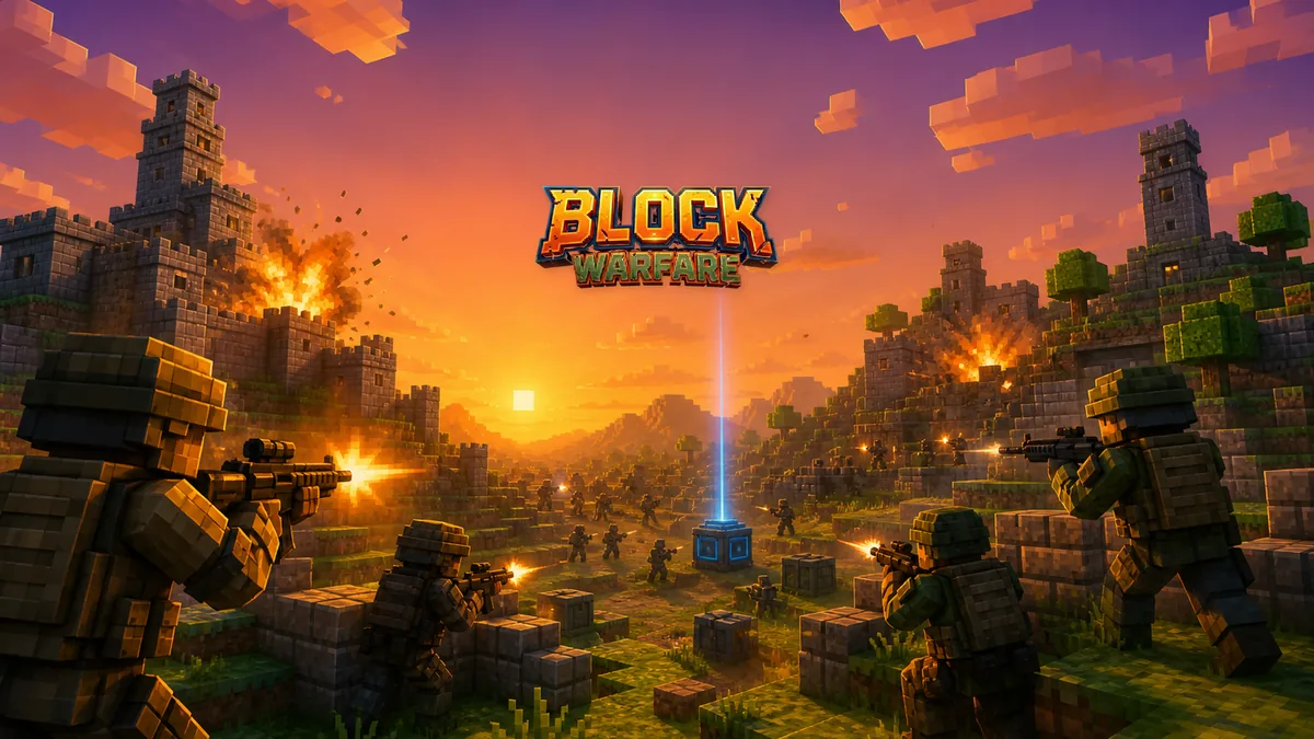 Block Warfare key art and in-game scenes