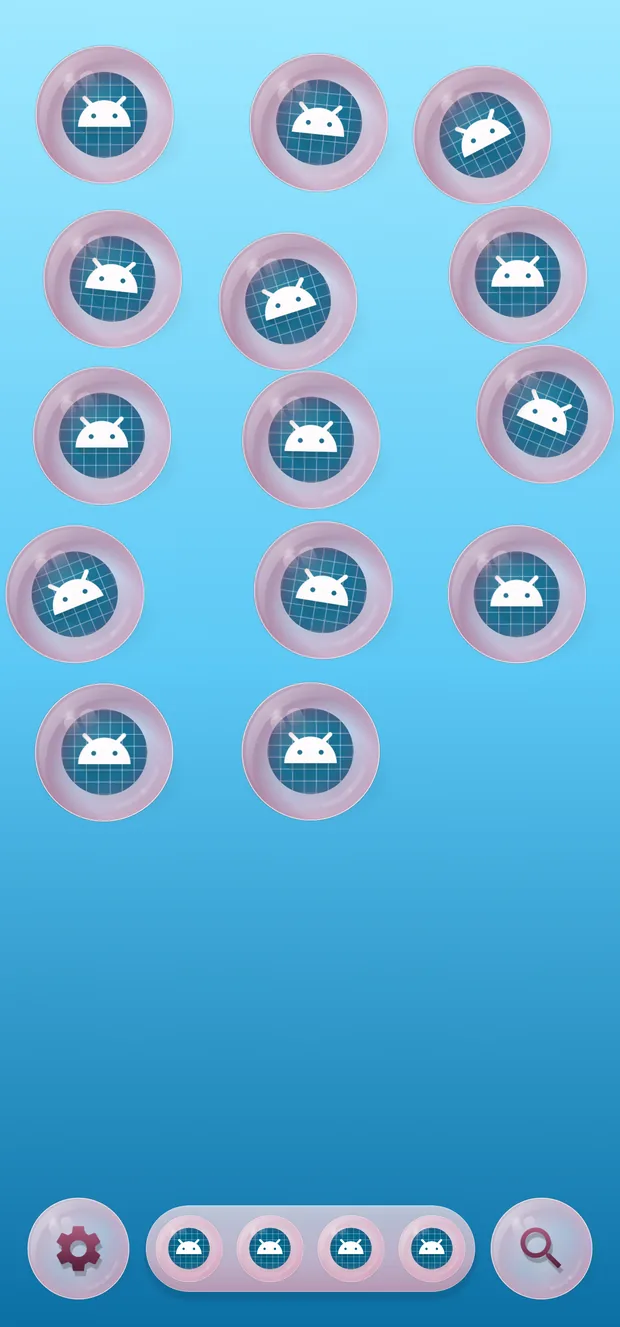 The home screen with floating bubbles